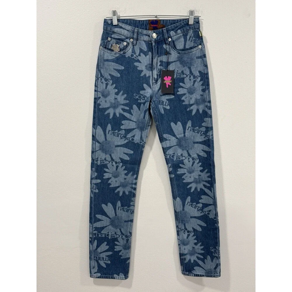 Heaven By Marc Jacobs New Blue Laser Floral Denim Jeans 24 - Picture 3 of 8